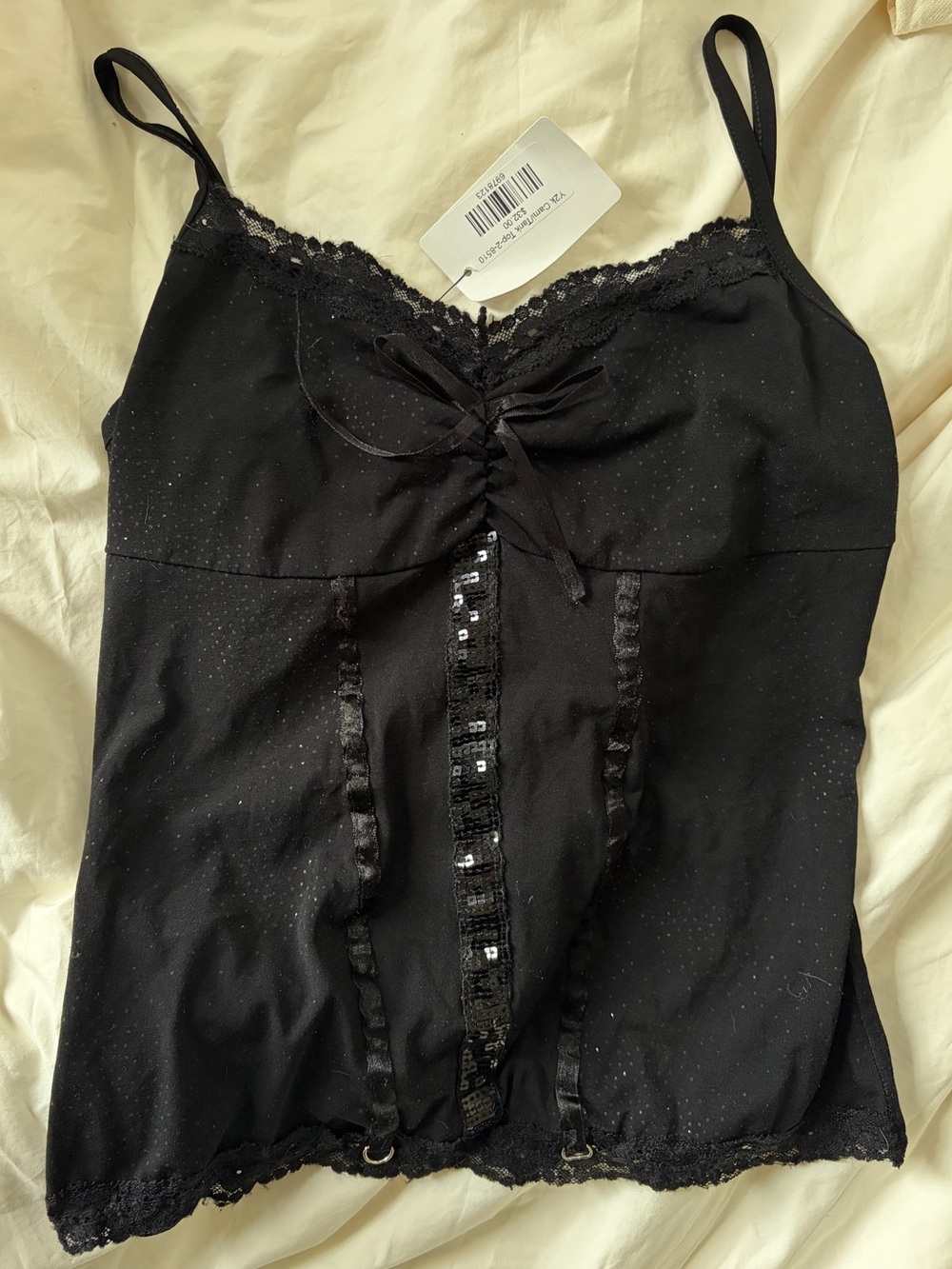 Vintage Black Lace-Trim Camisole Top - NWT
